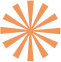 Motif de soleil radial orange avec des rayons régulièrement espacés sur un fond blanc.